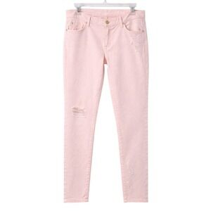 7 For All Mankind Pink Distressed Jeans  31 Slim Cigarette NWT‎ Spring Capsule